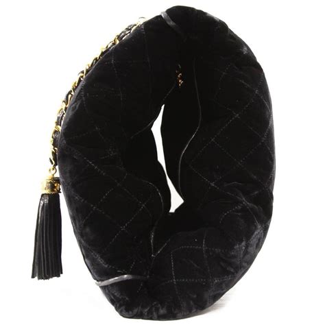 chanel matelassé black silk velvet muff for sale|farfetch chanel bag.